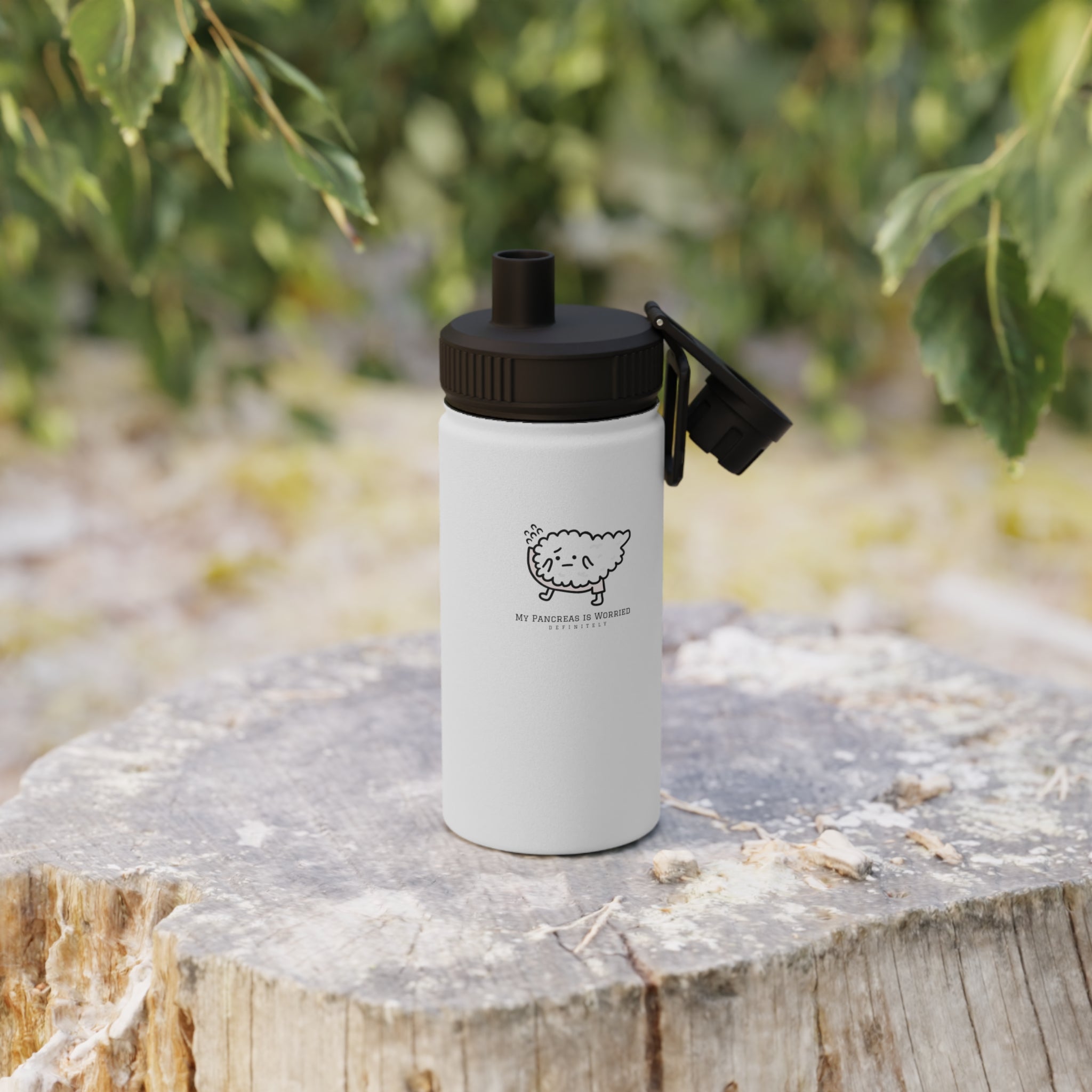 Worried Pancreas | Stainless Steel Sports Lid Water Bottle